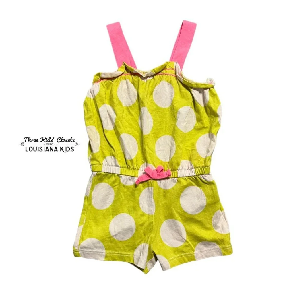 Circo 18m Lime Green & Pink Polkadot Romper